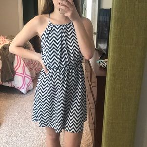 My Michelle Navy and White Chevron Dress